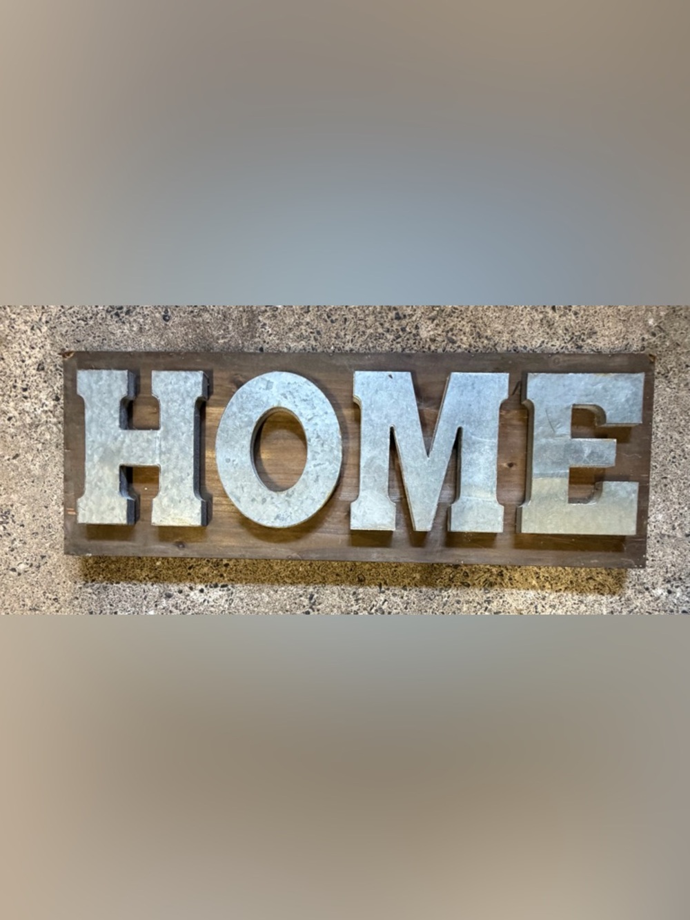 Rustic Home Wall Decor Sign in Metallic Silver and Brown